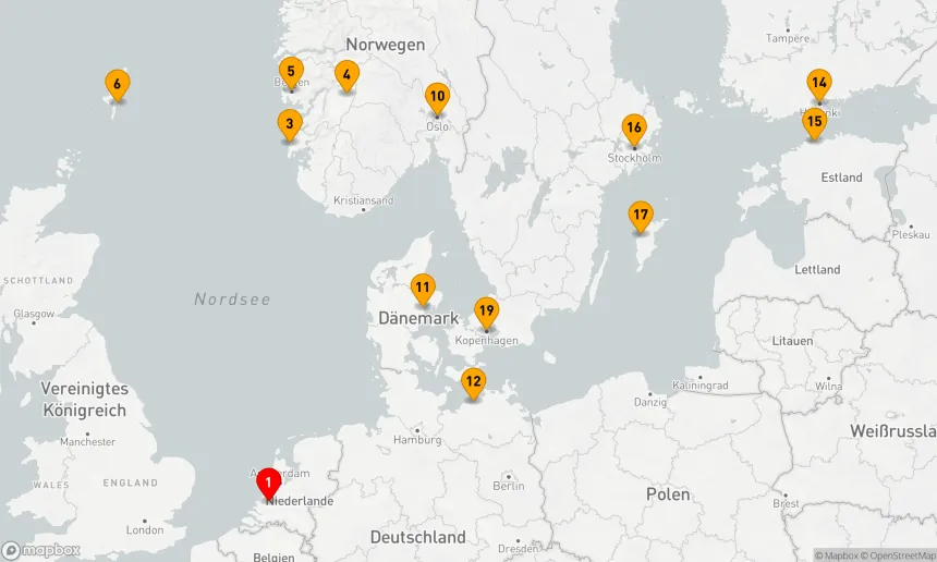 Route 21 Nächte - NORWEGISCHE FJORDE & OSTSEEHauptstädte: ÜBERNACHTUNG IN KOPENHAGEN