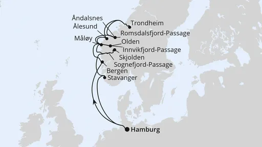 Route Norwegische Fjordlandschaft ab Hamburg 2