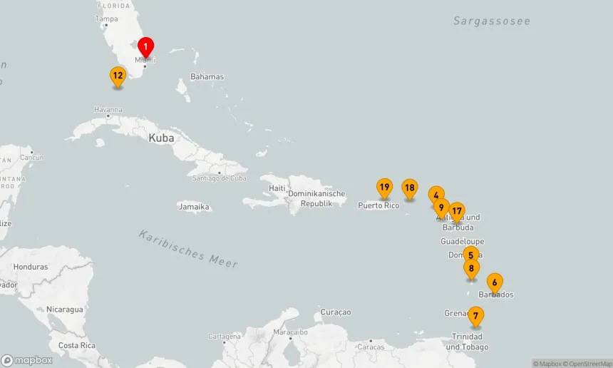 Route 21 Nächte - ÖSTLICHE KARIBIK: ANTIQUA, ST. LUCIA UND BAHAMAS