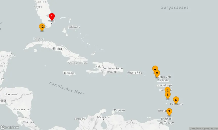 Route 12 Nächte - ÖSTLICHE KARIBIK: BARBADOS,  ST. LUCIA & ST. KITTS