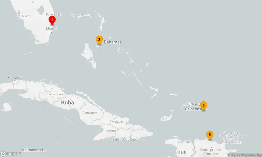 Route 7 Nächte - ÖSTLICHE KARIBIK: BERNSTEINBUCHT & BAHAMAS
