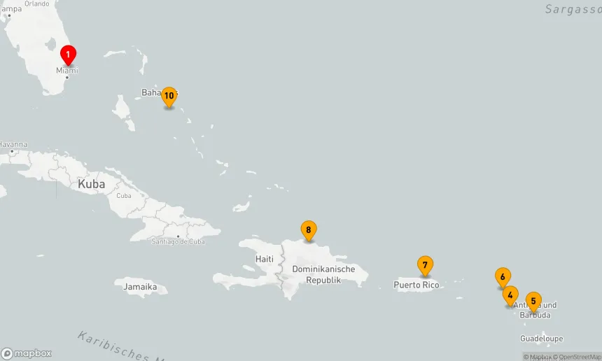 Route 10 Nächte - Östliche Karibik mit St. Kitts & Celebration Key
