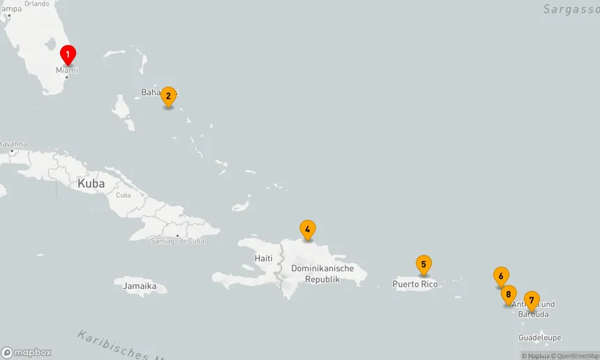 Route 10 Nächte - Östliche Karibik mit St. Kitts & Celebration Key