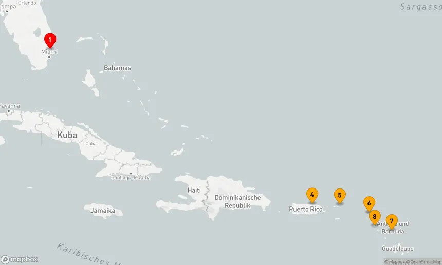 Route 10 Nächte - ÖSTLICHE KARIBIK: ST. MAARTEN, ANTIGUA & BAHAMAS