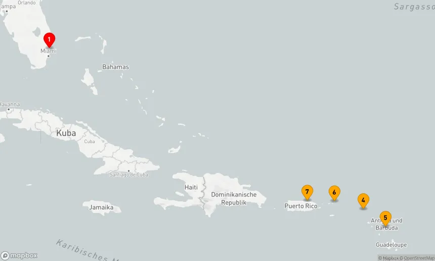 Route 9 Nächte - ÖSTLICHE KARIBIK: ST. MAARTEN,  ANTIGUA & BAHAMAS