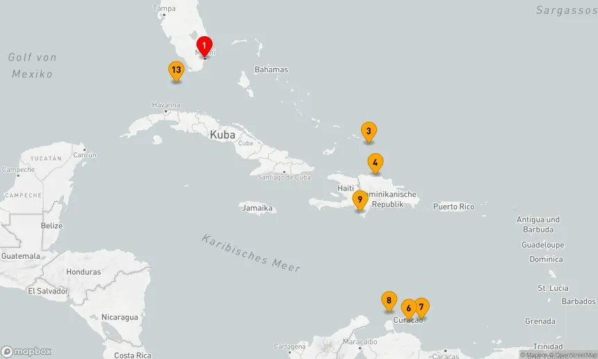 Route 15 Nächte - ÖSTLICHE UND SÜDLICHE KARIBIK: KEY WEST UND DIE ABC-INSELN