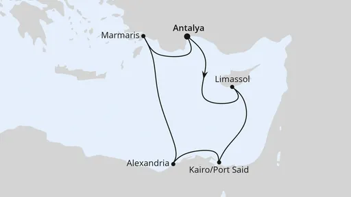 Route Östliches Mittelmeer mit Ägypten