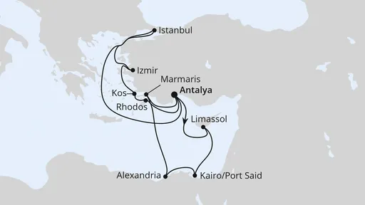 Route Östliches Mittelmeer mit Ägypten & Istanbul
