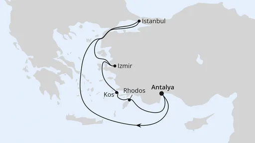 Route Östliches Mittelmeer mit Istanbul