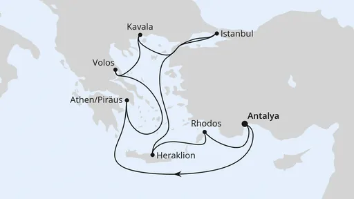 Route Östliches Mittelmeer mit Istanbul