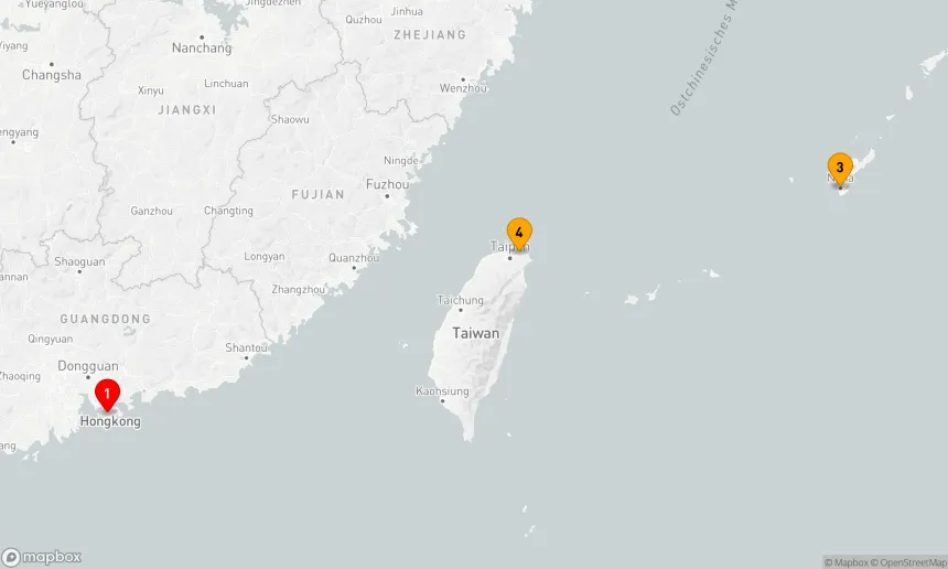 Route 5 Nächte - OKINAWA & TAIPEI KREUZFAHRT