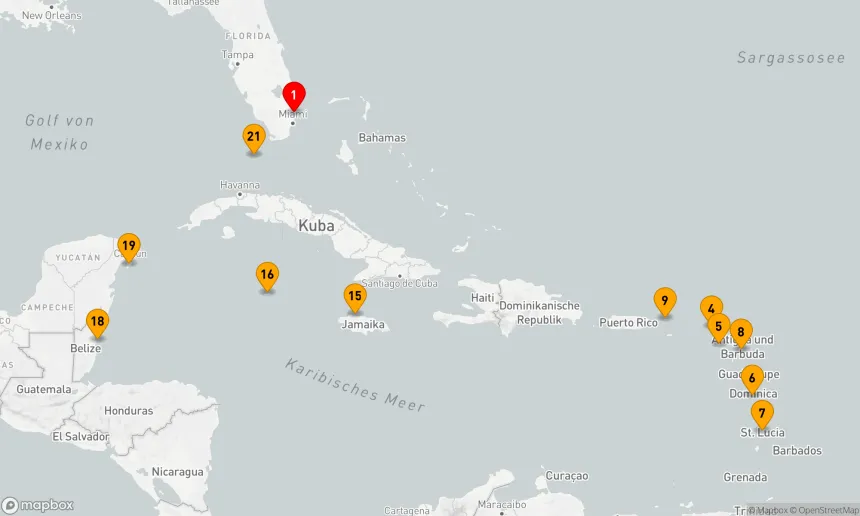 Route 21 Nächte - OST- UND WESTKARIBIK-URLAUB: BELIZE & MEXIKO