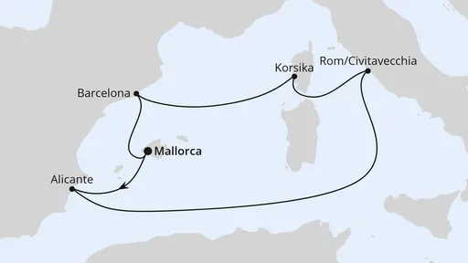 Route Osterreise durchs Mittelmeer ab Mallorca