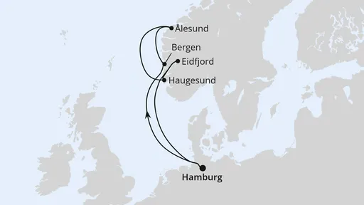 Route Osterreise nach Norwegen ab Hamburg