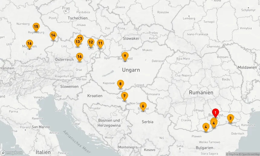 Route 15 Nächte - Osteuropa & Balkan Unveiled & Juwelen der Donau