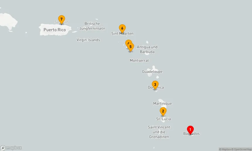 Route 6 Nächte - OSTKARIBISCHE KREUZFAHRT: SAINT LUCIA, DOMINICA & SINT MAARTEN