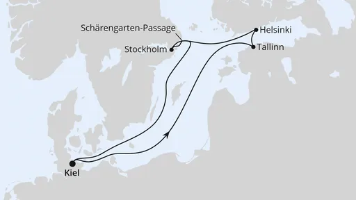 Route Ostsee ab Kiel