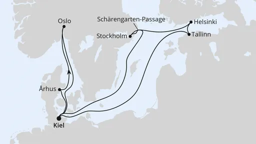 Route Ostsee-Reise mit Biathlon-Weltcup in Oslo ab Kiel
