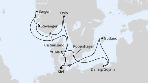 Route Ostsee & Norwegen ab Kiel 1