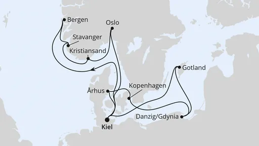 Route Ostsee & Norwegen ab Kiel 1