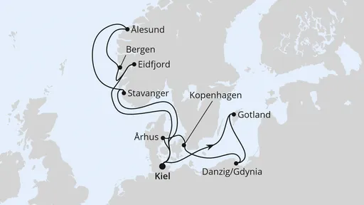 Route Ostsee & Norwegen ab Kiel 1