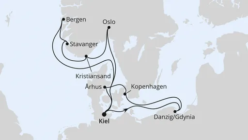 Route Ostsee & Norwegen ab Kiel 2