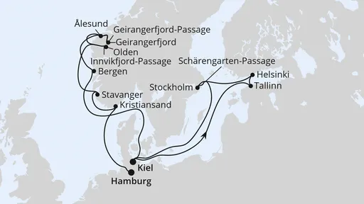 Route Ostsee & Norwegens Weltnaturerbe zu Ostern ab Kiel