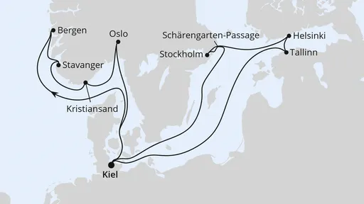 Route Ostsee & Südnorwegen ab Kiel