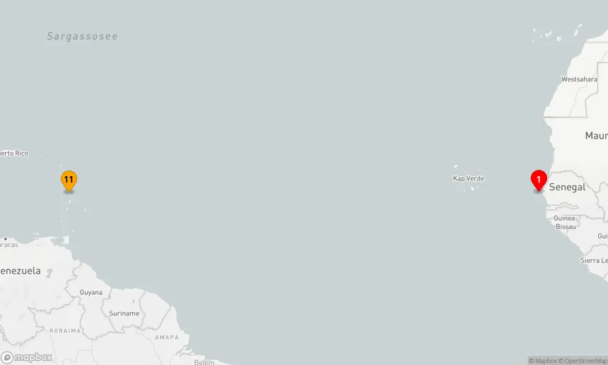 Route 10 Nächte - Ozean-Kreuzfahrt: Dakar - Fort-de-France