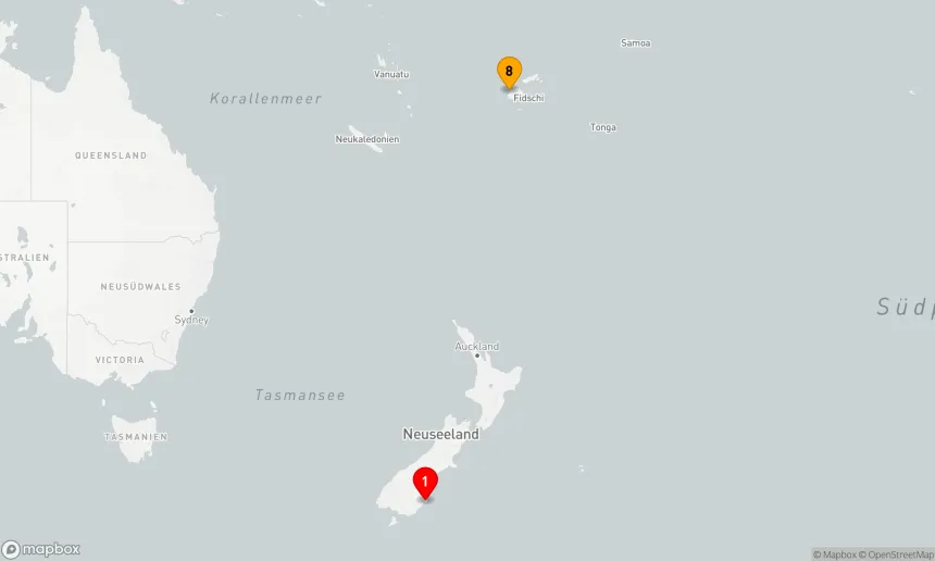 Route 7 Nächte - Ozean-Kreuzfahrt: Dunedin - Lautoka