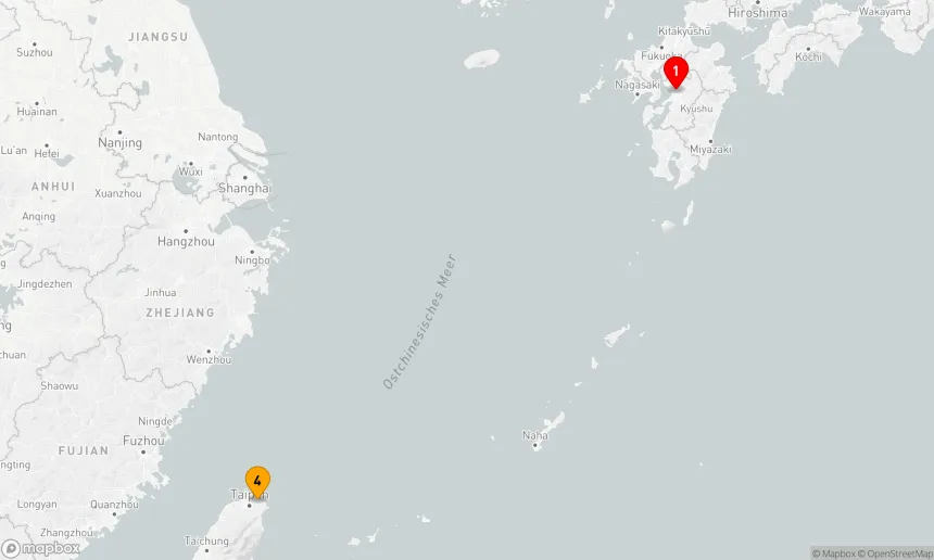 Route 3 Nächte - Ozean-Kreuzfahrt: Kumamoto - Keelung