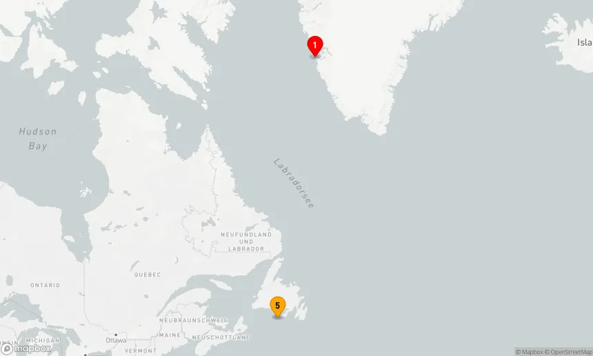Route 5 Nächte - Ozean-Kreuzfahrt : Nuuk - Saint-Pierre & Miquelon