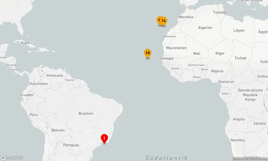 Route 13 Nächte - Ozean-Kreuzfahrt: Rio de Janeiro-Santa Cruz de Tenerife