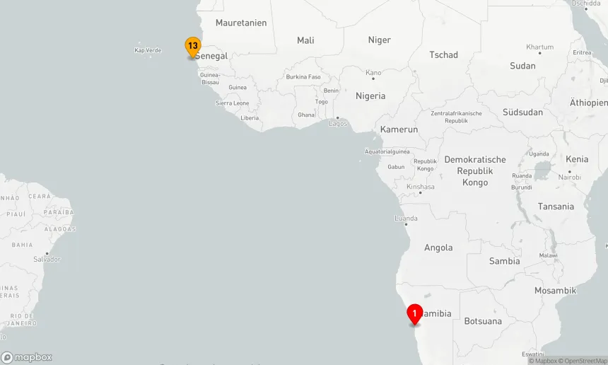 Route 12 Nächte - Ozean-Kreuzfahrt: Walvis Bay - Dakar