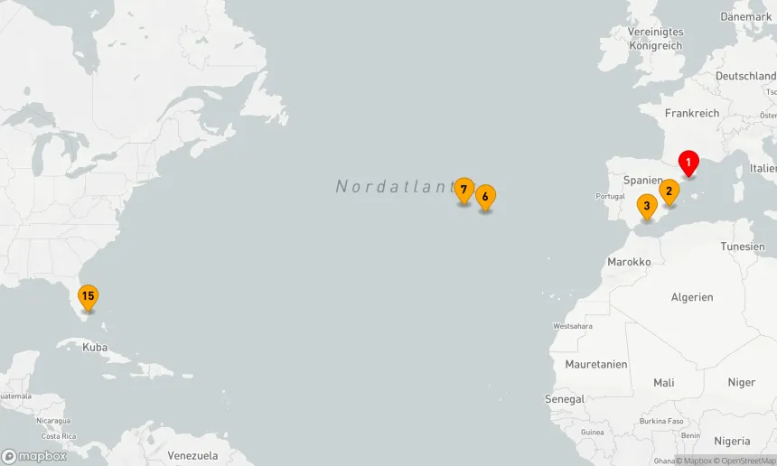 Route 14 Nächte - Ozeanische Entdeckungsreise von Europa bis Amerika