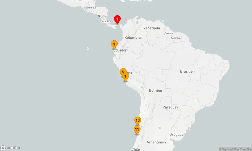 Route 10 Nächte - KREUZFAHRT NACH PANAMA, ECUADOR UND PERU: PANAMA-STADT, MANTA UND LIMA (CALLAO)
