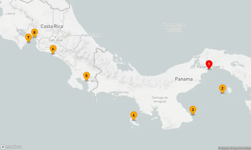 Route 7 Nächte - Panama nach Costa Rica Weihnachtskreuzfahrt