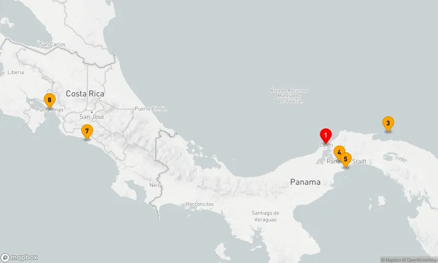 Route 7 Nächte - Panama und Costa Rica auf dem Seeweg: Die Naturwunder Mittelamerikas – mit Smithsonian Journeys