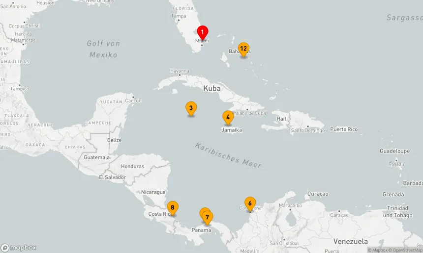 Route 12 Nächte - Panamakanal mit Costa Rica & Karibik