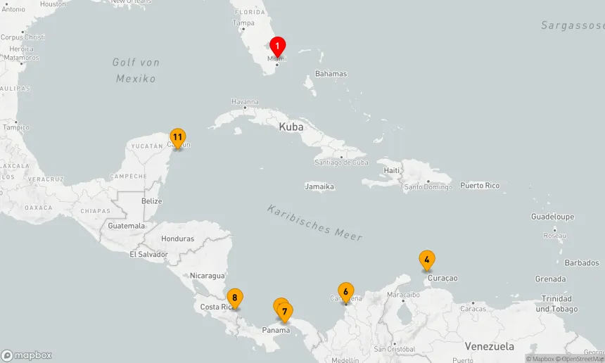Route 12 Nächte - Panamakanal mit Costa Rica & Karibik Urlaub