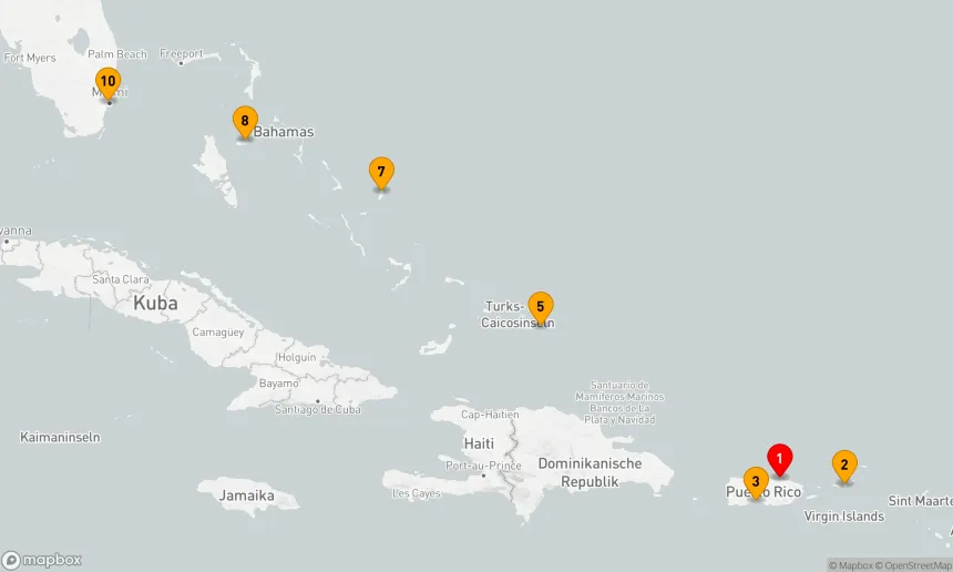 Route 9 Nächte - Paradiesische Strände von USVI bis zu den Bahamas