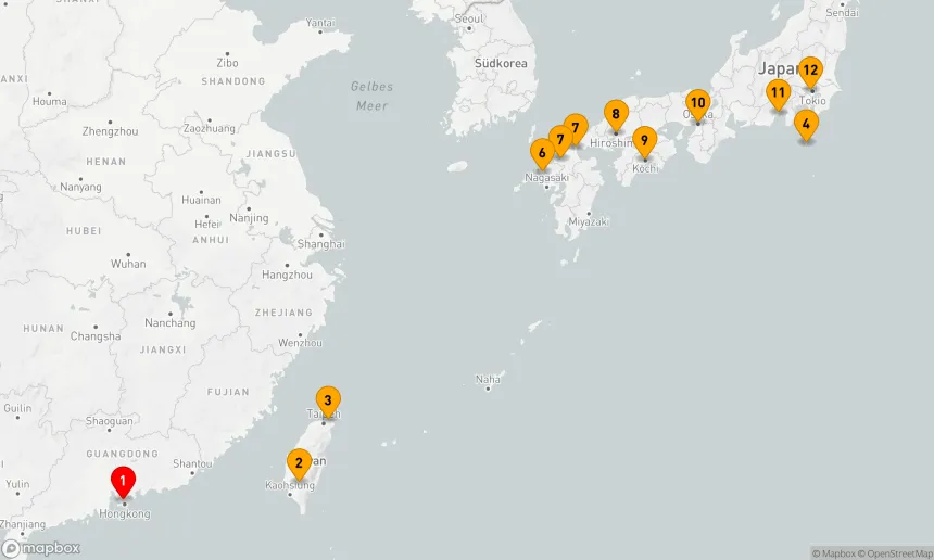 Route 11 Nächte - Perlen Asiens: Von Hongkong nach Tokyo
