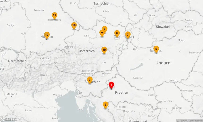 Route 11 Nächte - Perlen der Donau mit Ljubljana und Zagreb