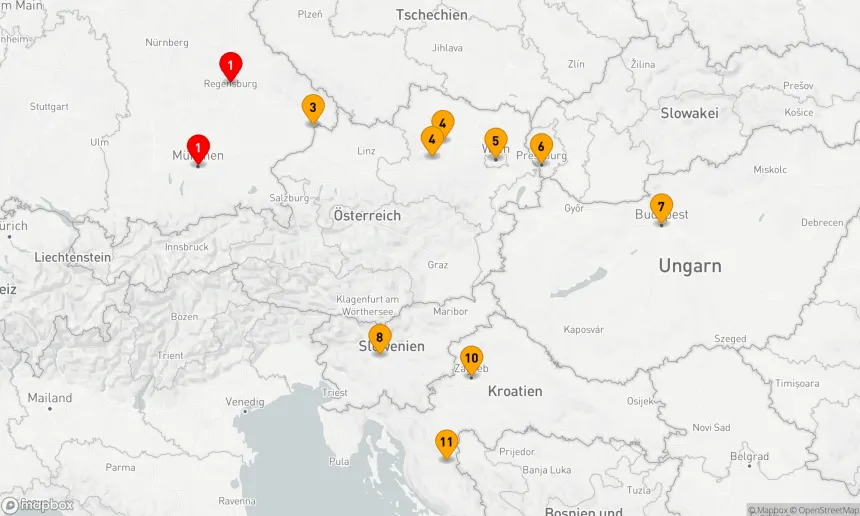 Route 11 Nächte - Perlen der Donau mit Ljubljana und Zagreb