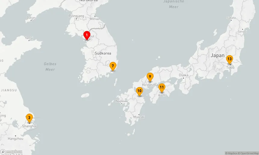 Route 12 Nächte - Perlen der Kulturen: Von Korea nach Japan