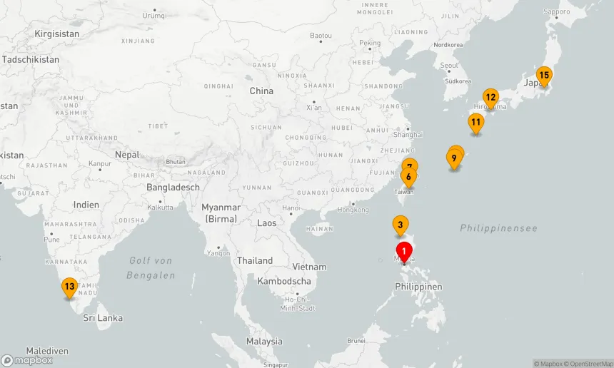 Route 14 Nächte - Philippinen, Taiwan und Japan