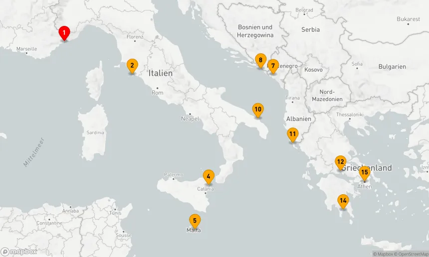 Route 14 Nächte - POMPEJI,  SIZILIEN,  MONTENEGRO & GRIECHENLAND ERKUNDEN