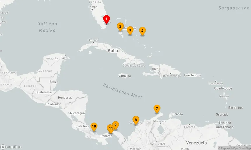 Route 11 Nächte - Reise durch die Tropen: Bahamas, Karibik & Panamakanal
