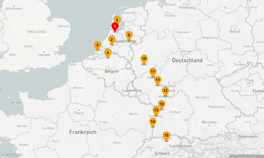 Route 14 Nächte - Rhein-Highlights, Windmühlen, Tulpen und belgische Köstlichkeiten