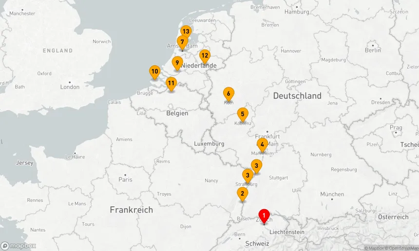 Route 14 Nächte - Rhein-Highlights, Windmühlen, Tulpen und belgische Köstlichkeiten